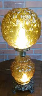 Amber Glass Globe Lamp Circa 1970s