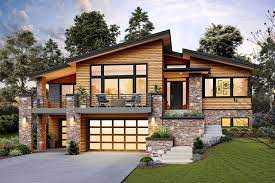 Modern Home Plan For An Up Sloping Lot