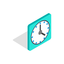 Square Wall Clock Icon In Isometric 3d