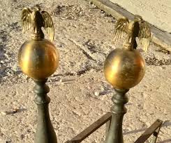 Brass Eagle Top Fireplace Andirons