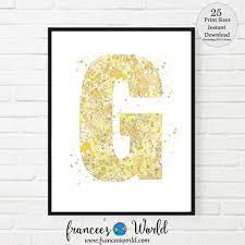 Alphabet Letter G Wall Art Yellow