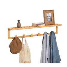 Sobuy Bamboo Wall Clothes Racks Shelf