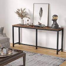 Turrella 70 9 In Wood Vintage Brown Sofa Table And Industrial Console Table And Narrow Long Sofa Skinny Hallway Table