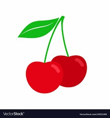 Red Cherry Icon Flat Style Isolated On