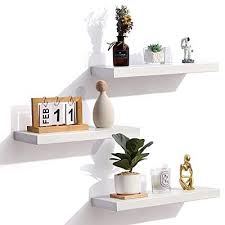 White Floating Shelves Solid Wood Wall