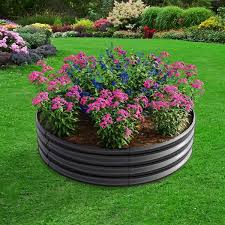 47 In Black Metal Double Anti Corrosion Galvanized And Round Structure Design Raised Vegetable Flowers Plants Planter