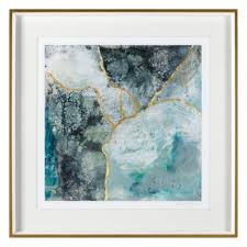 Sea Lace 2 Blue Gold Framed Wall Art