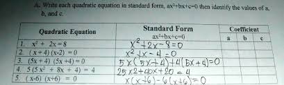 Each Quadratic Equation