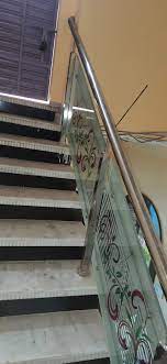 Acid Etching Glass Staircase Railing