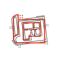 Comicstyle House Plan Icon With