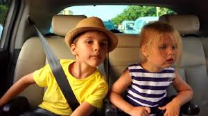 Kids In Backseat Stock Footage