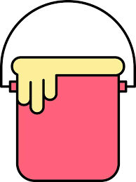 Paint Bucket Icon In Red And Yellow