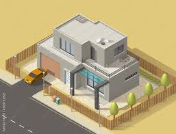 House 3d Isometric Design With Building