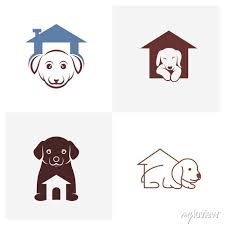 Set Of Dog House Logo Design Vector