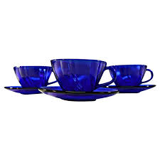 Cobalt Blue Glass Tea Cup And Saucer