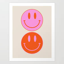 Beige Smiley Face Pattern Art Print
