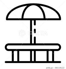 Round Table And Umbrella Icon Outline