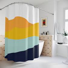 Boho Abstract Waves Shower Curtain