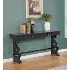 Dark Gray Solid Wood Console Table