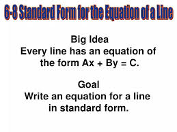 Standard Form For The Equation