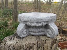 8 Wide Cement Round Ornate Pedestal