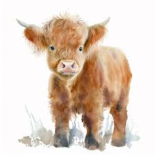 A Watercolor Painting Of A Highland Cow