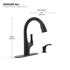 Kohler Avi Single Handle Pull Out Sprayer Kitchen Faucet In Matte Black