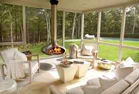 Screened Porch With Fireplace Design Ideas