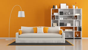 Orange Modern Living Room With White