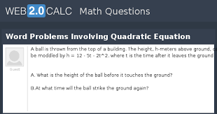 Word Problems Involving Quadratic Equation