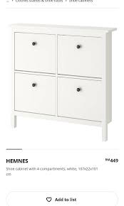 Ikea Hemnes Shoes Cabinet Wt 4