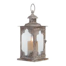 Decmode Gray Metal Candle Lantern Size Medium