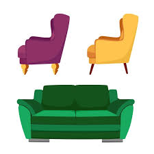 A Set Of Furniture Green Sofa And