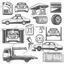 Car Service And Repair Colorless Icons