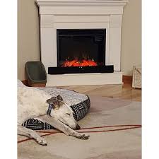 Cau White Electric Corner Fireplace