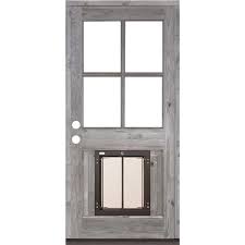 Grey Stain Wood Prehung Front Door