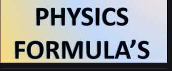 Physics Formula Icse 10 Class Standard