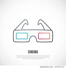 3d Cinema Glasses Icon In Simple Line