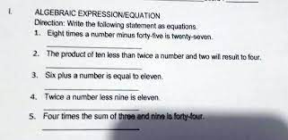 Algebraic Expression Equation Direction