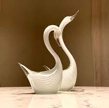 Pair Of Murano Glass Swans