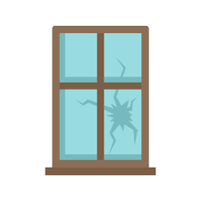 Broken Window Icon Flat Ilration Of