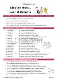 Sleep Dreams Speaking Lesson Tefl