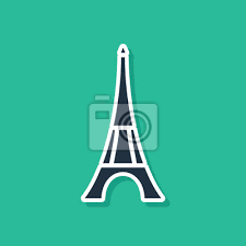 Blue Eiffel Tower Icon Isolated On