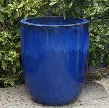 Large Tall Blue Glazed Pot Planters