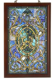 Wood Frame Stained Glass Window Panel