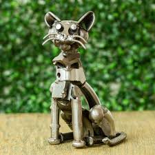 Recycled Metal Whisd Cat Sculpture