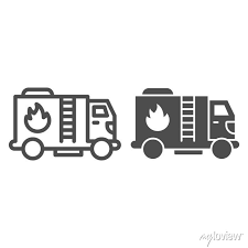 Fire Truck Line And Solid Icon Public