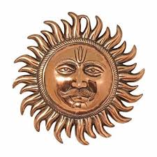 Golden Sun God Surya Metal Wall Hanging