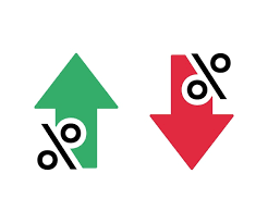 Down Icon And Growth Profit Icon Vector