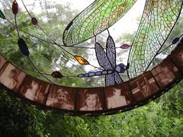 Swirling Dragonflies Stained Glass With